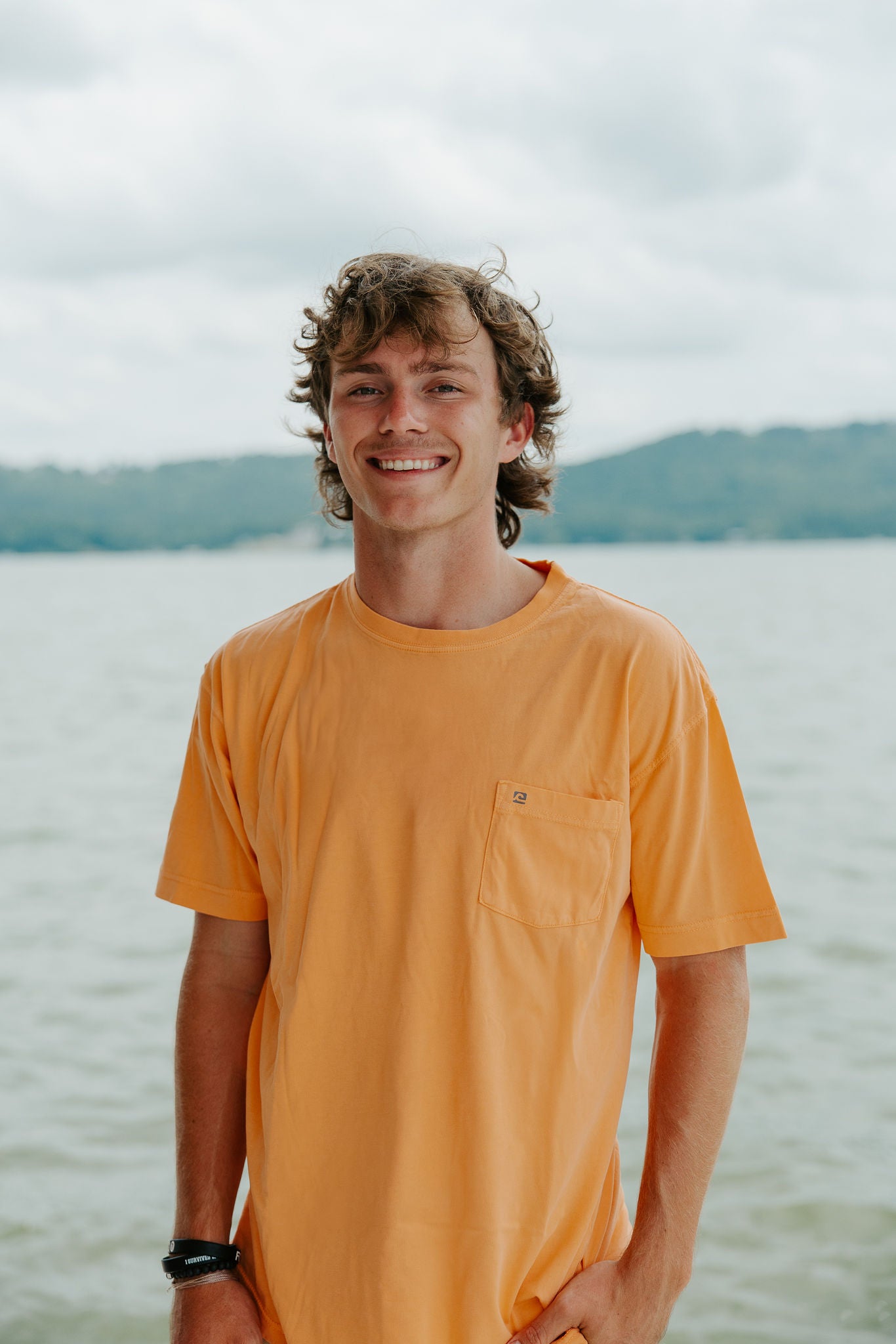 WaveWashed Ultra Soft Faded Orange Pocket T-Shirt