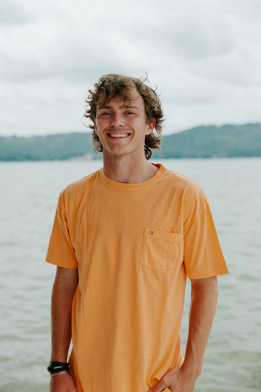WaveWashed Ultra Soft Faded Orange Pocket T-Shirt