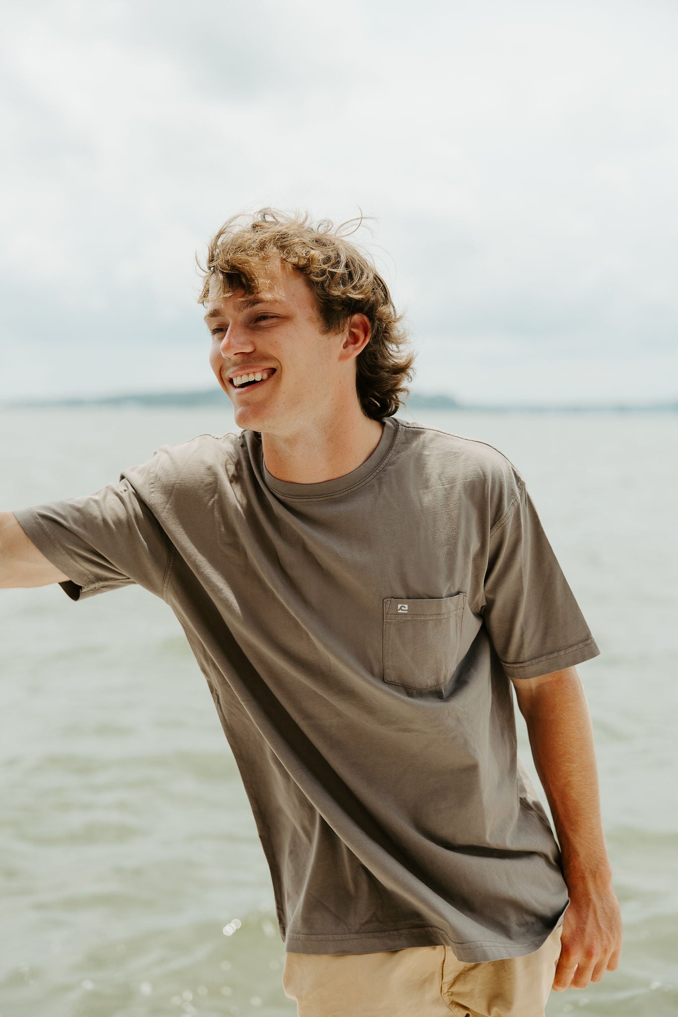 WaveWashed Ultra Soft Gray Pocket T-Shirt