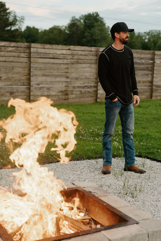 Low Country Black Waffle Thermal Long Sleeve Shirt