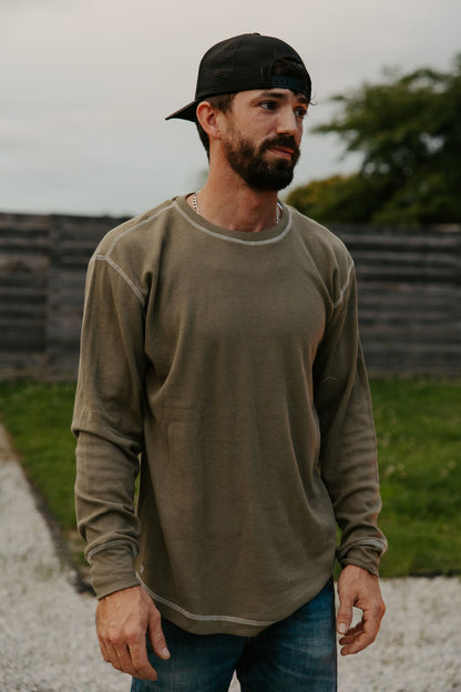 Low Country Olive Waffle Thermal Long Sleeve Shirt