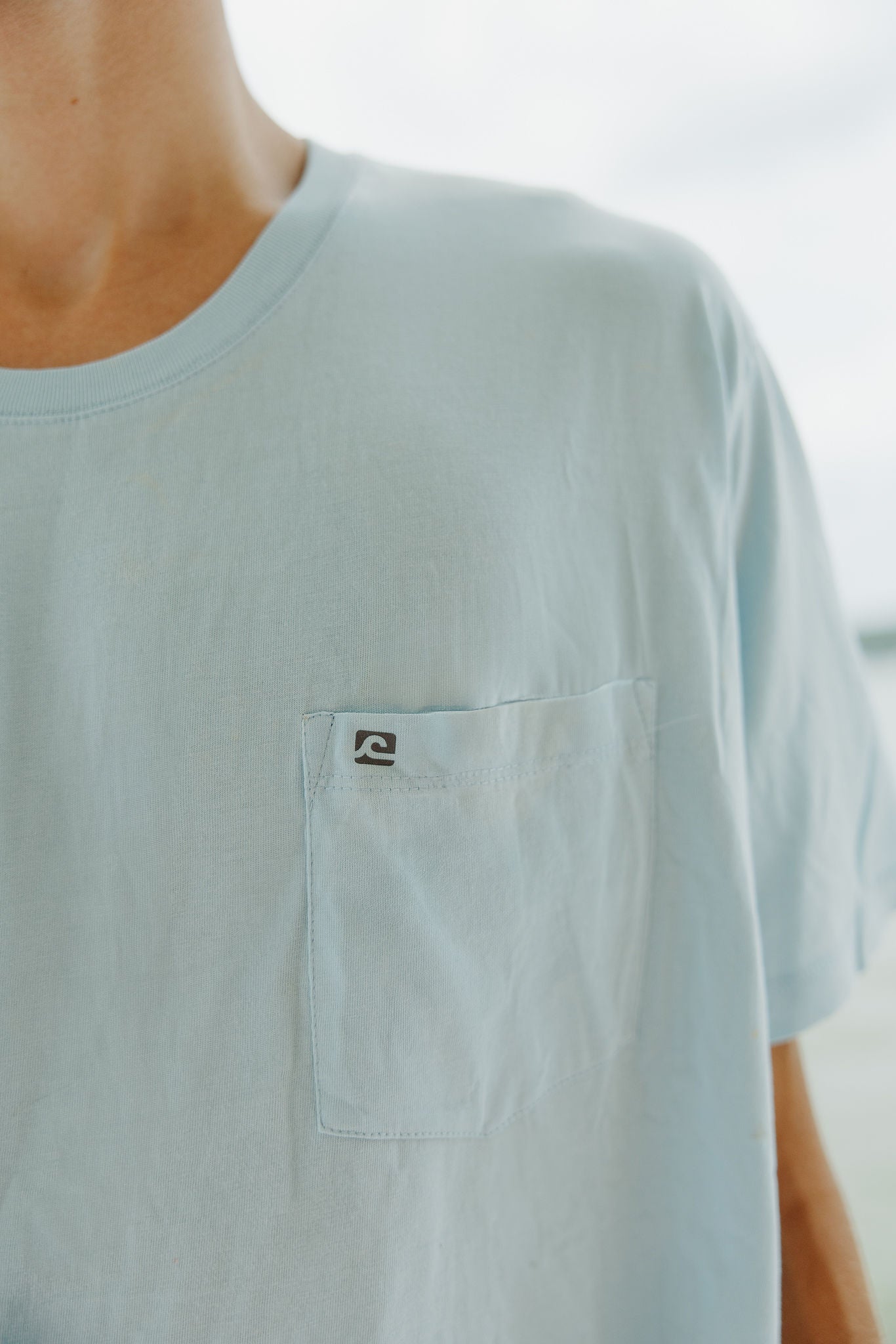 WaveWashed Ultra Soft Faded Light Blue Pocket T-Shirt
