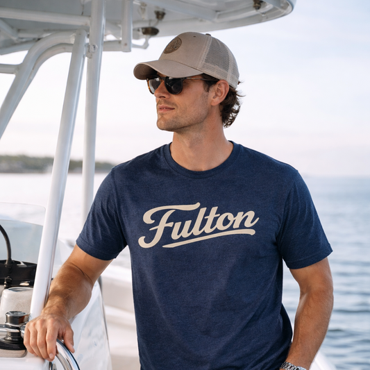 The Navy Script Tee – Dock Collection