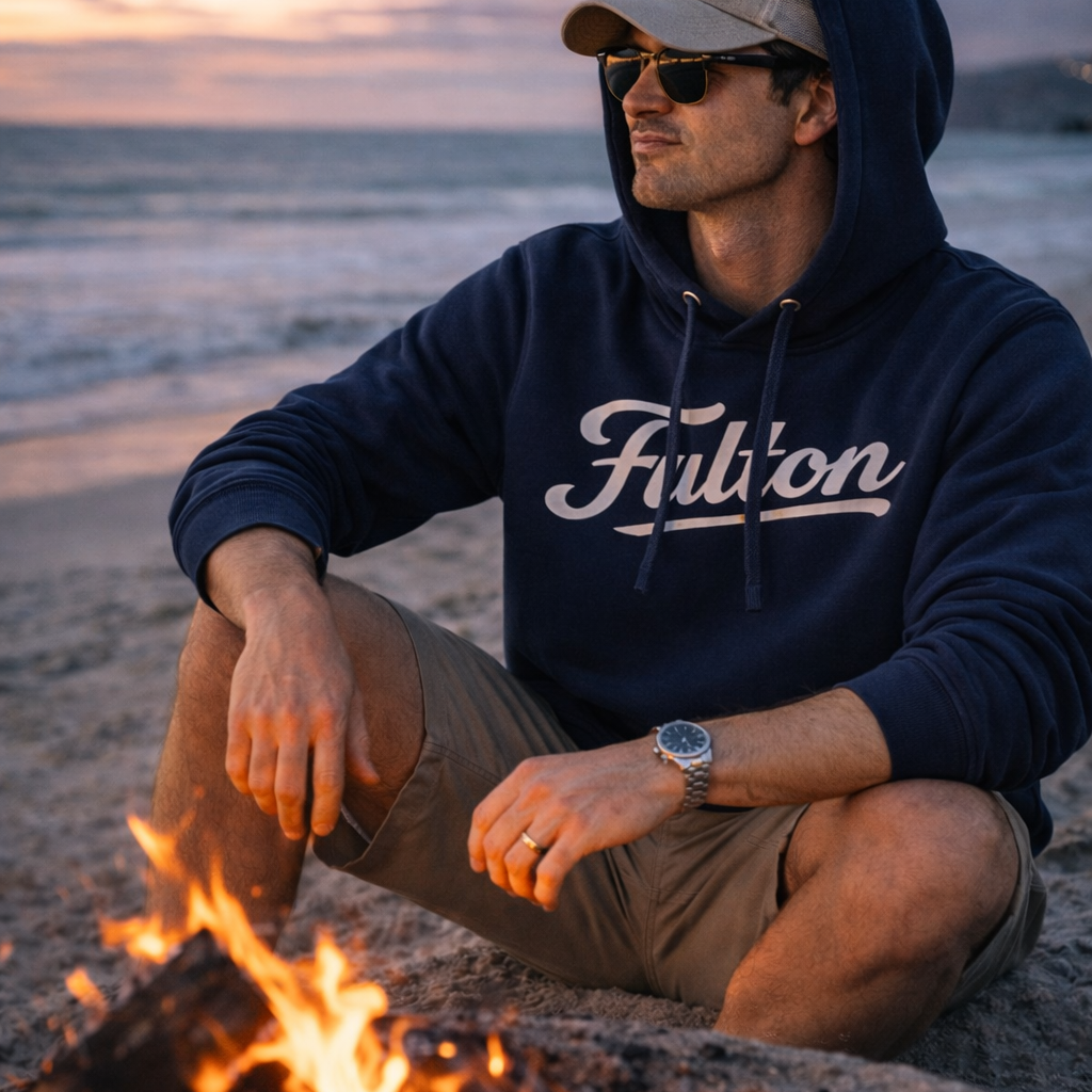 The Navy Script Hoodie – Dock Collection